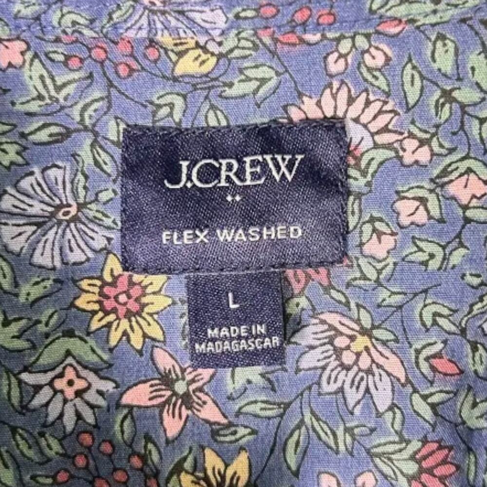 J.Crew Floral Button Down Shirt Mens Large Blue Liberty Style Cotton Stretch - Picture 3 of 7